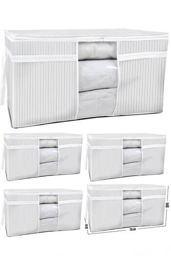 ESTİ 5 Pieces - Windowed Quilt Scrap Mega Size 75 X 40 X 40 Cm - Gray Striped