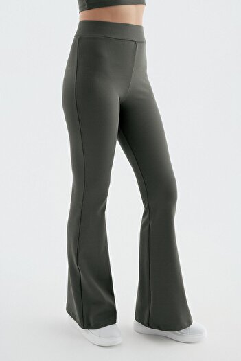 Artış Ribbed Spanish Leg High Waist Stretchy Lifting Leggings