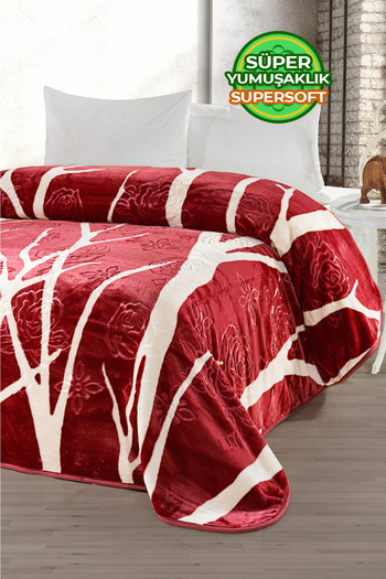 Evlen Home Collection 4 Kg Blanket Supersoft Embos - Double Soft Embossing, 220x240 Cm, Dvn Claret Red