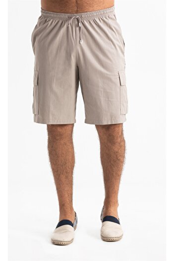Eliş Şile Bezi Gabardine Elastic Men's Shorts Stone Stone