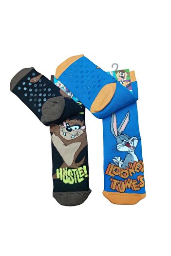 Çimpa 2-PACK LOONEY TUNES SOLE NON-SLIP WINTER TOWEL CHILDREN'S SOCKS