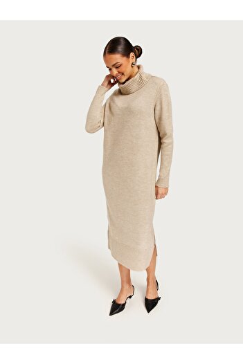 ONLY ONLBRANDIE L/S ROLLNECK DRESS KNT NOOS Side Slit Turtleneck Knitwear Dress