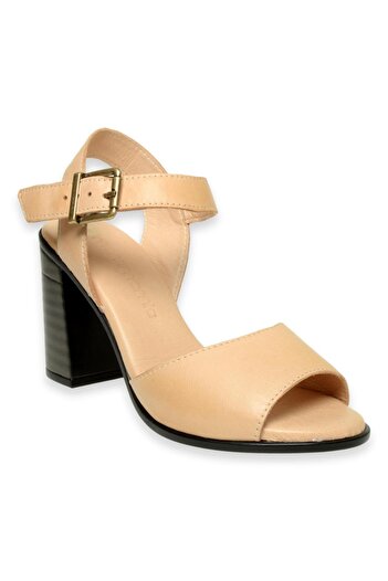 Mammamia D24Ys-1860Z Heeled Beige Women's Sandals