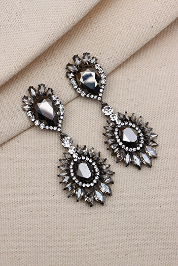 Süspüs Accessories Long Large Jewelled Evening Dress Earrings