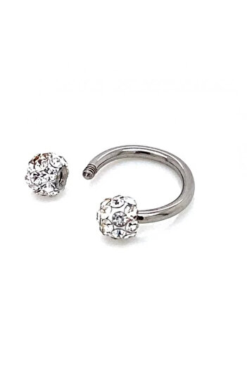 Takıparkxs 316l Cerrahi Çelik Üçlü Set (8mm) Shambala Taşlı Septum Piercing
