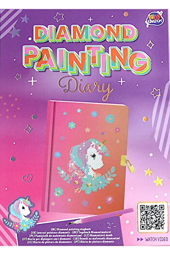 QUEEN AKSESUAR Unicorn Patterned Imported Luxury Diamond - Decorated Commemorative Notebook with Lock and Key for Daily Use