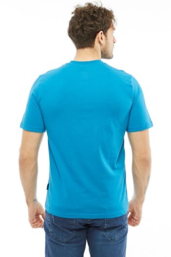Uniprom Men's T-Shirt Crew Neck 100% Cotton Indigo