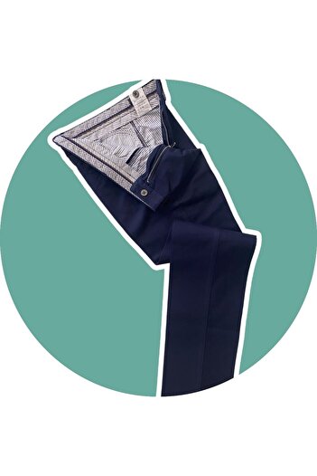 Sarar İnterview Sarar %100 Pamuk Klasik Kalıp Yandan Cepli Lacivert Koton Pantolon 42 Model-2 2B245