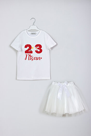 MYADA April 23 Printed Moon and Star Printed T-Shirt Skirt Combination Set