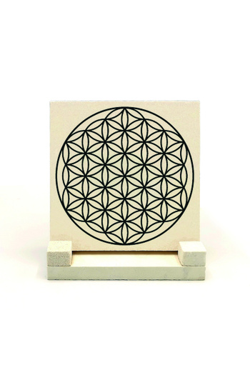 Sadrazam Flower of Life Pattern Printed Natural Stone Desktop 10x10 Kd-109
