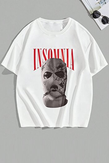 MODAGEN Unisex Insomnia Printed White Oversize T-Shirt