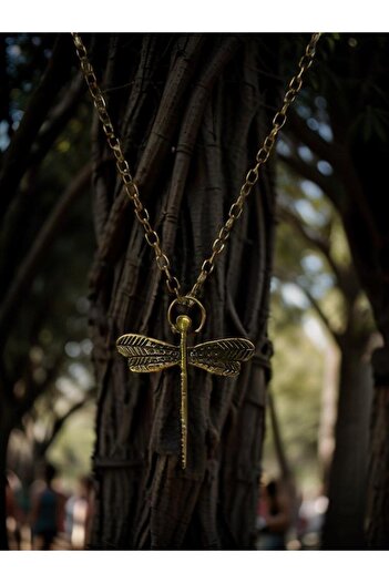 whocares Antique Color Quality Necklace with Dragonfly Symbol Unisex Chain