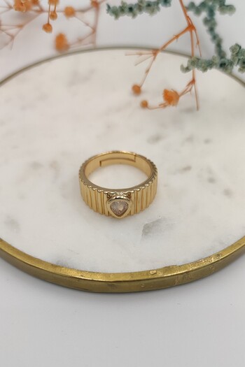 fuya design White Drop Stone Serrated Ring