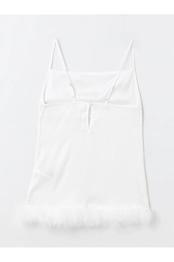 LC Waikiki Lcw Dream Ecru U-Neck Straight Sling Satin Women's Nightgown