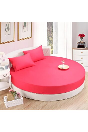 METİNEV Round cotton satin bed sheet duvet cover and pillowcase set