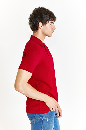 U.S. Polo Assn. ΒΑΣΗ. POLO ASSN. ΑΝΔΡΙΚΟ ΥΦΑΝΤΟ ΜΠΛΟ ΚΟΛΑΡ ΚΟΚΚΙΝΟ T-SHIRT