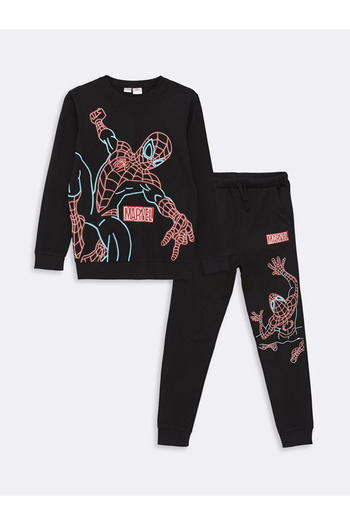LC Waikiki LCW Kids Crew Neck Spiderman Printed Long Sleeve Boys T-Shirt and Sweatpants