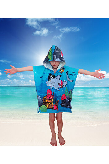 Ewason (3-6 Years) Children's Poncho Beach Towel (100% Cotton) Oversleeve Bagel Beach Pool Set