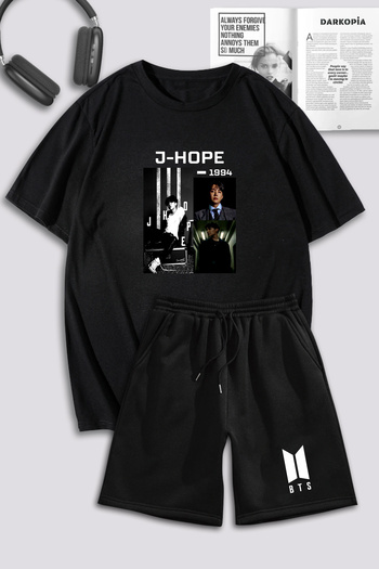 macklin Unisex Γυναικείες ανδρικές φόρμες J Hope BTS με τυπωμένο προσαρμοσμένο σχέδιο Oversize Σετ φούτερ και σορτς