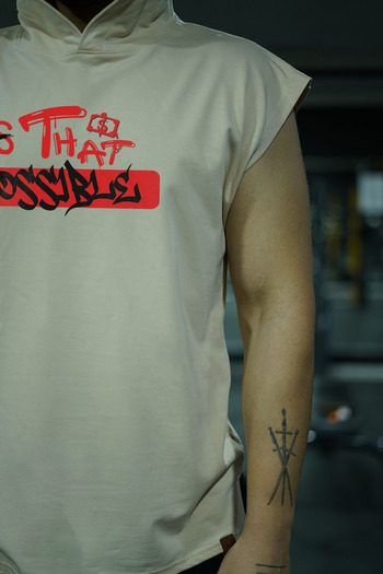 Oxlade Μπεζ αθλητικό μονό Gym Απλό μπεζ με κουκούλα Fitness Tank Top ®