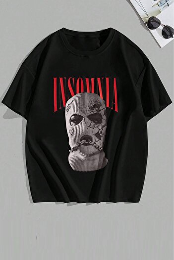 MODAGEN Μπλουζάκι Unisex Insomnia εμπριμέ μαύρο oversize