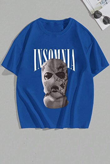 MODAGEN Tricou oversize albastru cu imprimeu Insomnia unisex