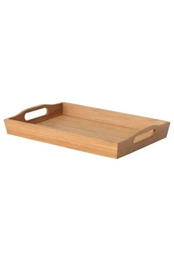 Amentes 30X22 cm Bamboo Square Tray with Handle - Presentation and Serving Tray
