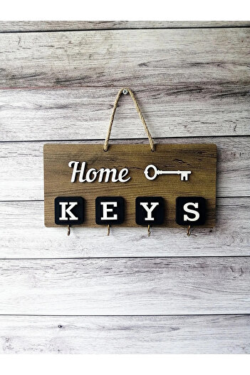Beyyine Home Wooden Key Hanger - Clothes and Board Keychain, Home Keys Handmade