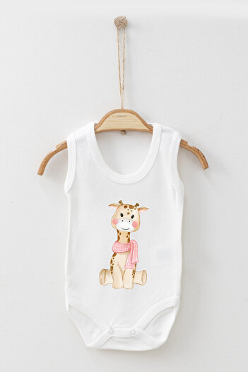 ADABEBEK Cute Giraffe Printed Strap Snap Bodysuit