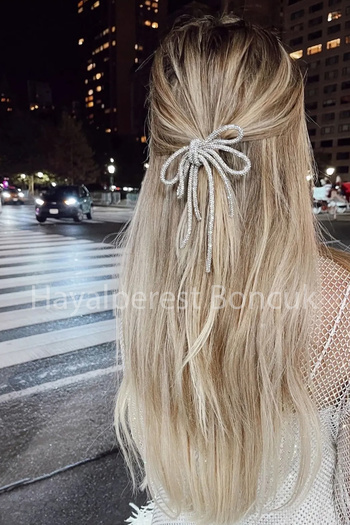 Hayalperest boncuk Stylish Bow Buckle with Shiny Seyran Stones
