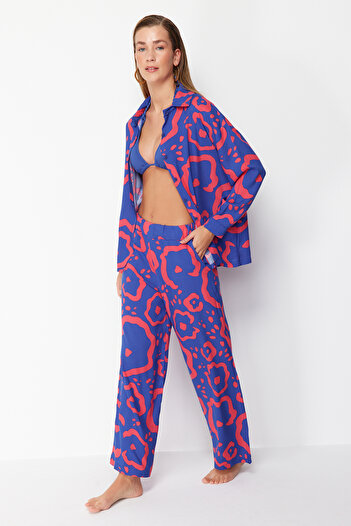 Trendyol Collection Woven Abstract Print Shirt and Pants Beach Set - Tbess24Au00066
