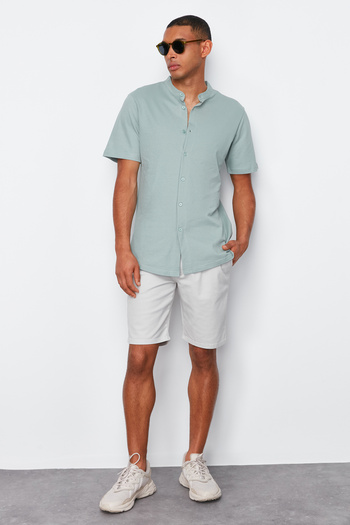 Trendyol Collection Mint Slim Fit Knitted Pique Summer πουκάμισο - Κυρίαρχο γιακά, κοντομάνικο TMNSS22GO0025