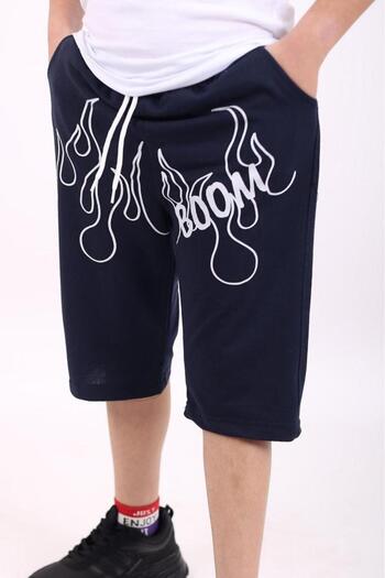 Çiggo Kids Boom Flame Printed Pocket Cotton Boy's Combed Cotton Capri/shorts/bermuda