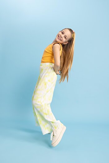 DeFacto Girl's Wide Leg Wide Wide Leg Patterned Pants Z8784A623Sm