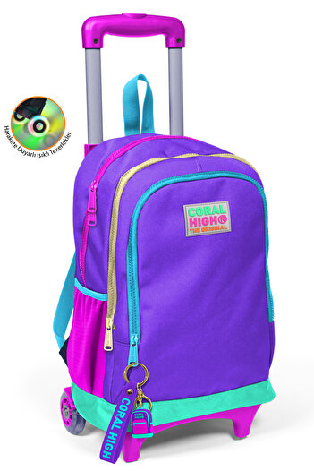 Coral High Kids Purple Color Detailed Three-Compartment School Backpack 23934