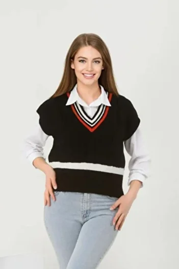GİZZA Women's Striped Braided Sweater