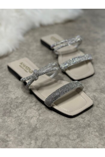 İmerShoes Daily Women's Beige Slippers with Single Strap and Low Heel, Blunt Toe, Comfortable Sole, Lightweight 09