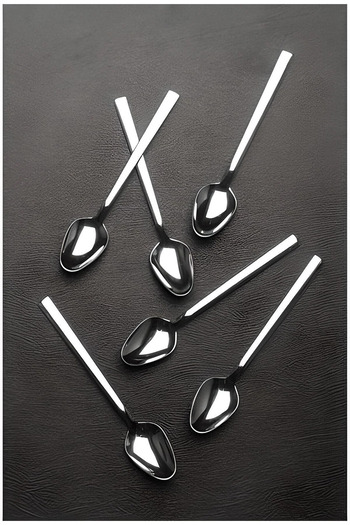 Yüsra Home 6Pcs Tea Spoon Luxury Straight Bar Model Suitable for Daily Use (Stainless Steel)