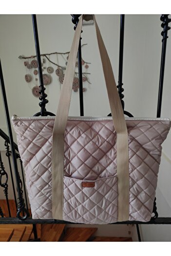 IŞIK Beige Quilted Bag - 4 Pocket Design