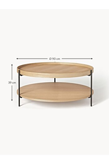 Eriza Home 1001 Yuvarlak Modern Orta Sehpa, Naturel