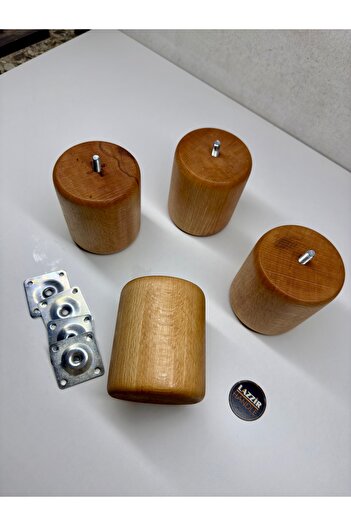 lazzir handle Picior rotund din lemn (TOMPUL) 7 cm diametru - 10 cm lungime (4 bucăți - include aparatele de montare)