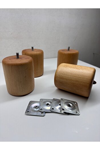 lazzir handle Picior rotund din lemn (TOMPUL) 7 cm diametru - 10 cm lungime (4 bucăți - include aparatele de montare)