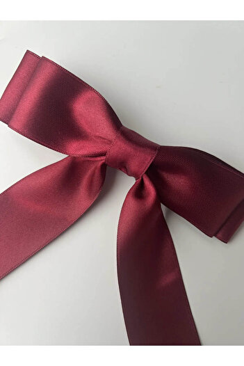 Hayalperest boncuk Bow Buckle Automatic Buckle Bow Buckle Hair Accessory for Women Burgundy