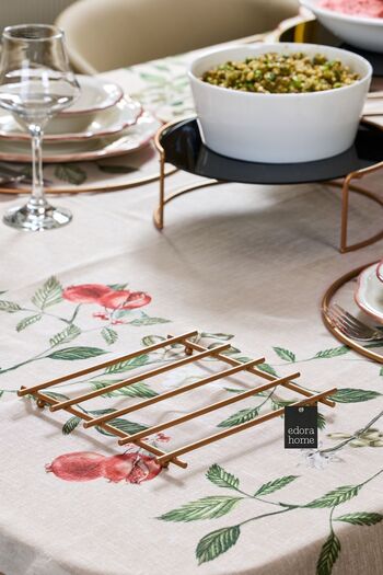 Edora Home Rose Flat Bar Fireproof Trivet, Counter Top Base - Metal Stainless
