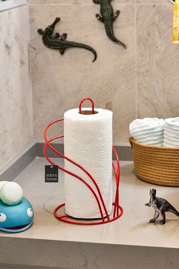 Edora Home Red Swan Paper Roll Towel Holder, Napkin Holder Kitchen Bathroom Children's Room Accessory - Metal Stainless