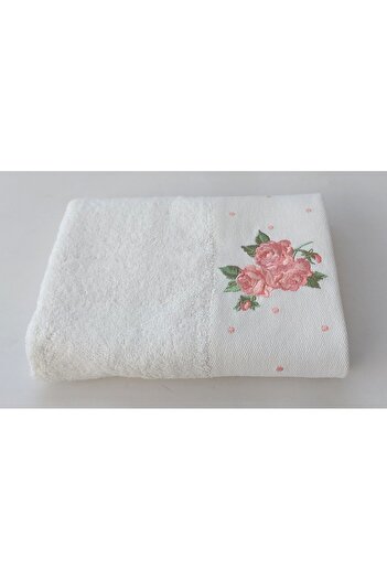 EMİLLİE 50x90cm Bamboo Embroidered Rose Towel