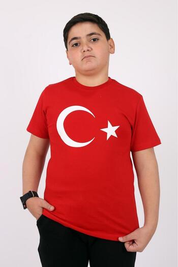 Çiggo Kids Çiko Kids Turkish Flag Cotton Children's T-shirt (UNISEX) 5-13 Years Old