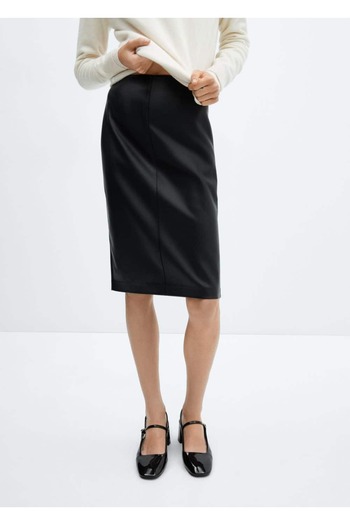 MANGO Woman Leather look pencil skirt
