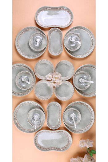 Bambum 32 Piece Daisy Porcelain Breakfast Set for 6 People - Luxury Breakfast Presentation Set