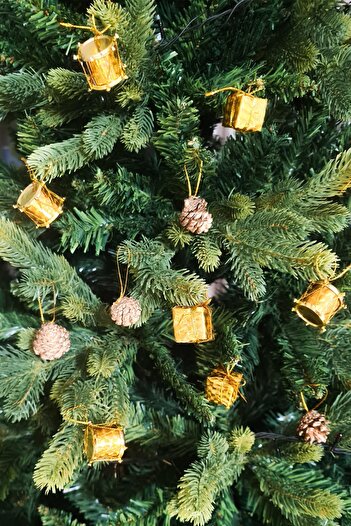 PEKSHOP 12-Piece Gold Pinecone Gift Package Drum Shaped Tiny 3cm Christmas Tree Ornaments